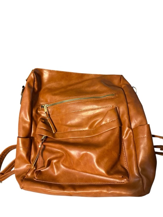 Amazon Handbags - NWOT Amazon Cognac Brown Women’s Leather-Effect Backpack lots of pockets